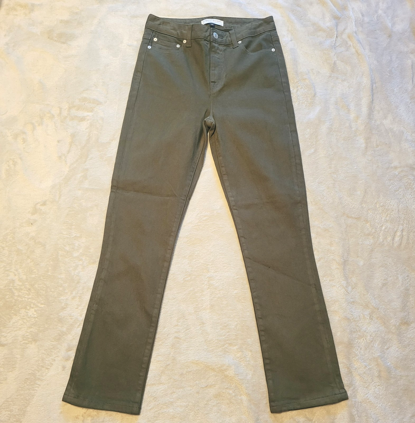 Current/Elliott Straight Jeans Womens Size 26 Green Medium Wash Stretch NWOT