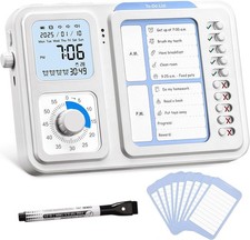 3-in-1 Visual Timer and Auxiliary Tools  Comes with a chore list board