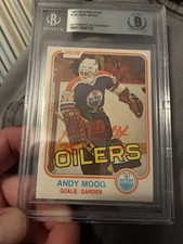 Andy Moog 1981-1982 OPC autografiado radiocontrol #120 ¡en muy buen estado autenticado!
