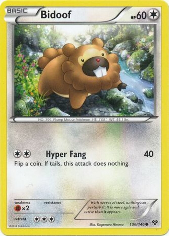 Bidoof - 106/146 - Common (Near Mint) XY Base Set - Colorless Pokémon