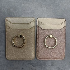 Phone Card Holder RFID Leather Wallet Credit Adhesive Cell Case Stick on, 2 pack