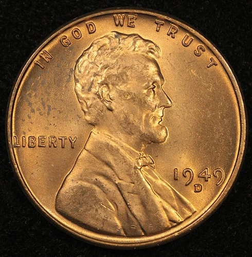 1949 D Brilliant 🌟🔴RED Uncirculated🔴🌟Lincoln Cent (26-047)