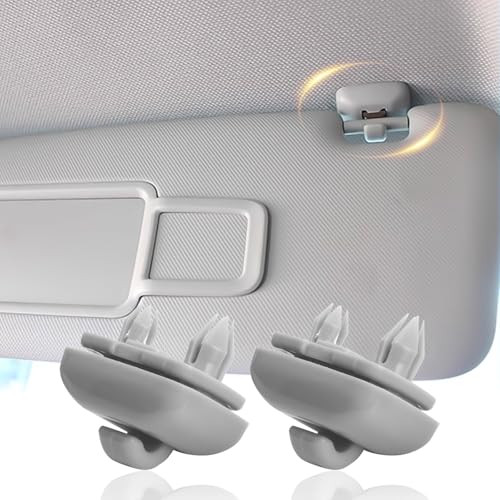 2-Pack Gray Interior Sun Visor Hook Clip Bracket, Upgraded Car Sunscreen