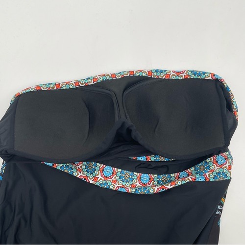 NEU ATHENA Badeanzug Größe 6 Einteiler trägerlos schwarz Paisleymuster Küste Strand - Bild 7 von 12