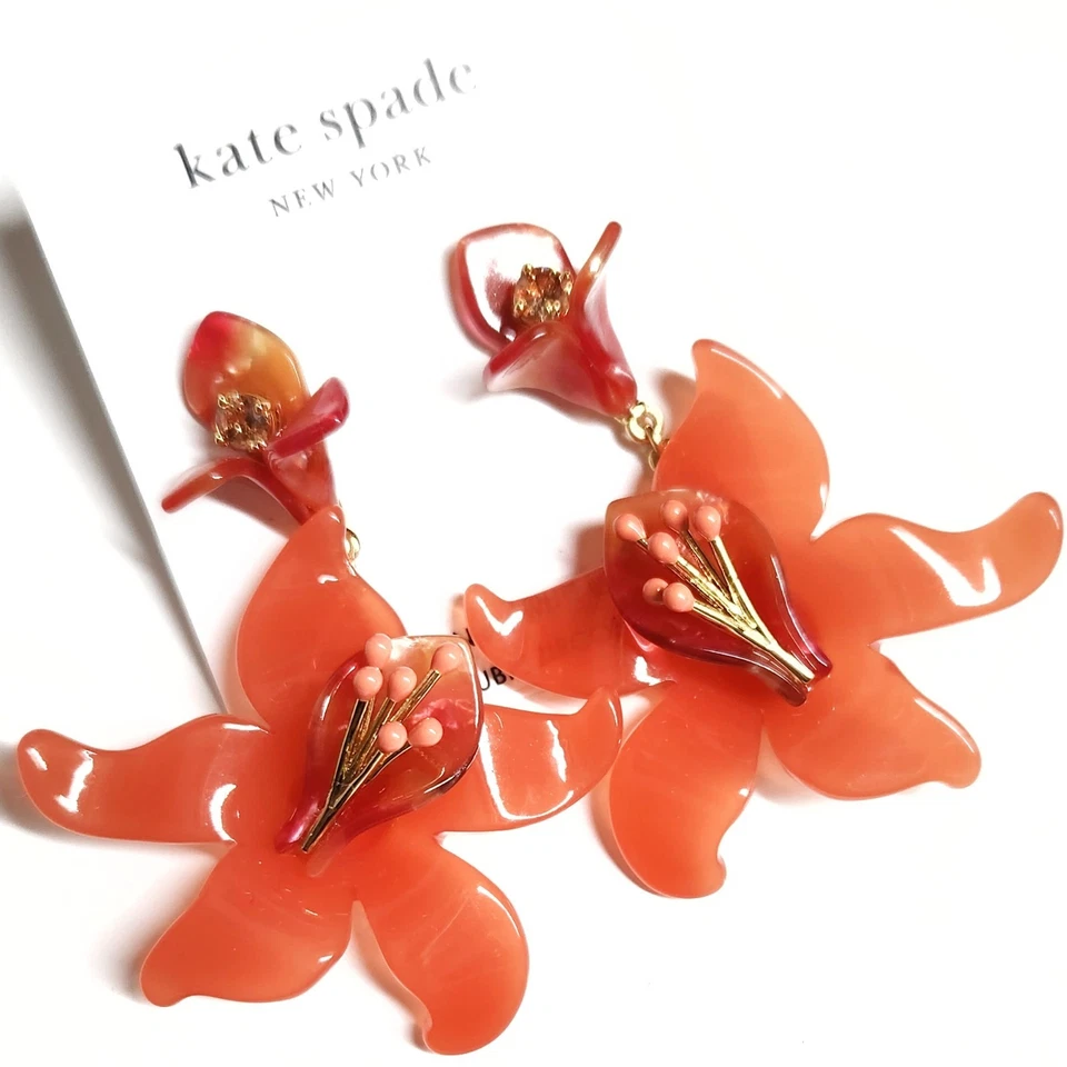 Pendientes florales Kate Spade iluminados rojos multicolor KH506 NUEVOS CON ETIQUETAS Foto 3 de 4