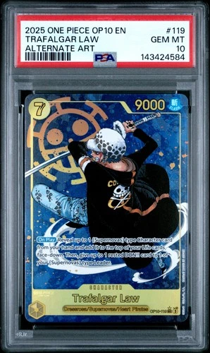 2025 ONE PIECE OP10-ROYAL BLOOD ALTERNATE ART #119 TRAFALGAR LAW PSA 10