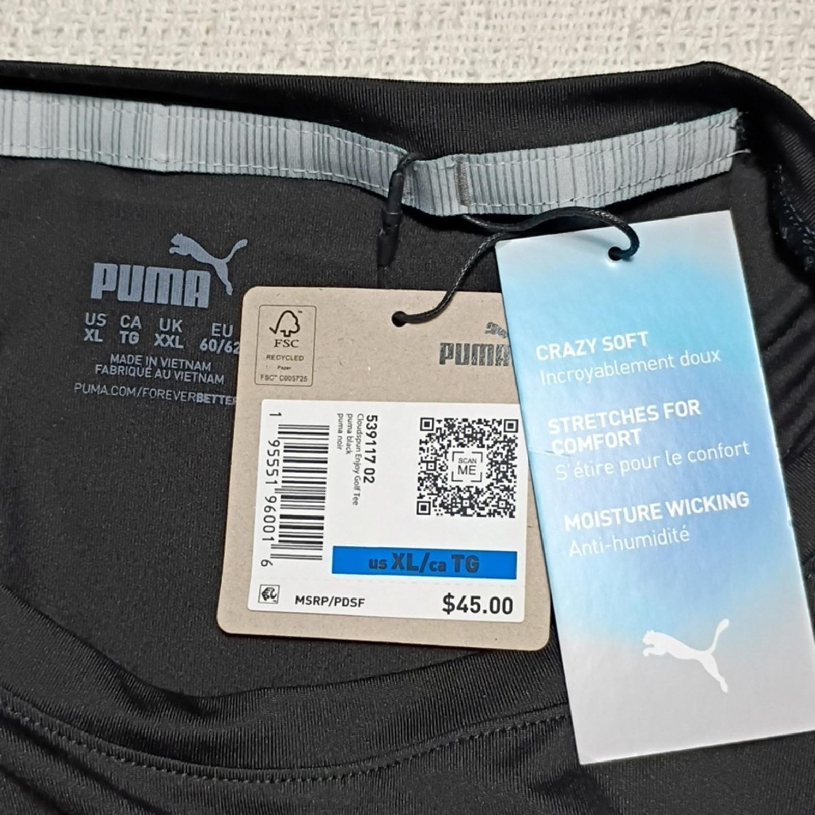 NWT Puma Enjoy Golf Black Cloudspun Enjoy Mens Short Sleeve Tee Size XL Golf thumbnail 4