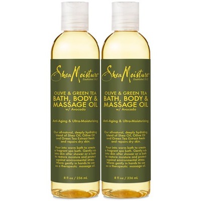 SheaMoisture Olive & Green Tea Bath, Body & Massage Oil 10 Fl Oz (Pack of 2)