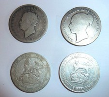 Four Diff. Sovereigns On Shillings ENGLAND 1826 1856 1906 1918 Avg. Cond.