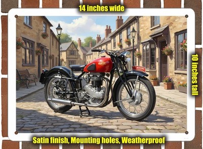Metal Sign - 1950 Gilera Saturno Sport Motorcycle Oil Painting - 14x10