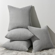 Topfinel Grey Velvet Throw Pillow Covers Cushion Cases Set of 4, 20x20"