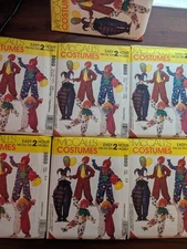 VTG McCalls 8869 Unisex Clown Costumes Jumpsuit Bow Collar Hat SZ 2-40 UC FF