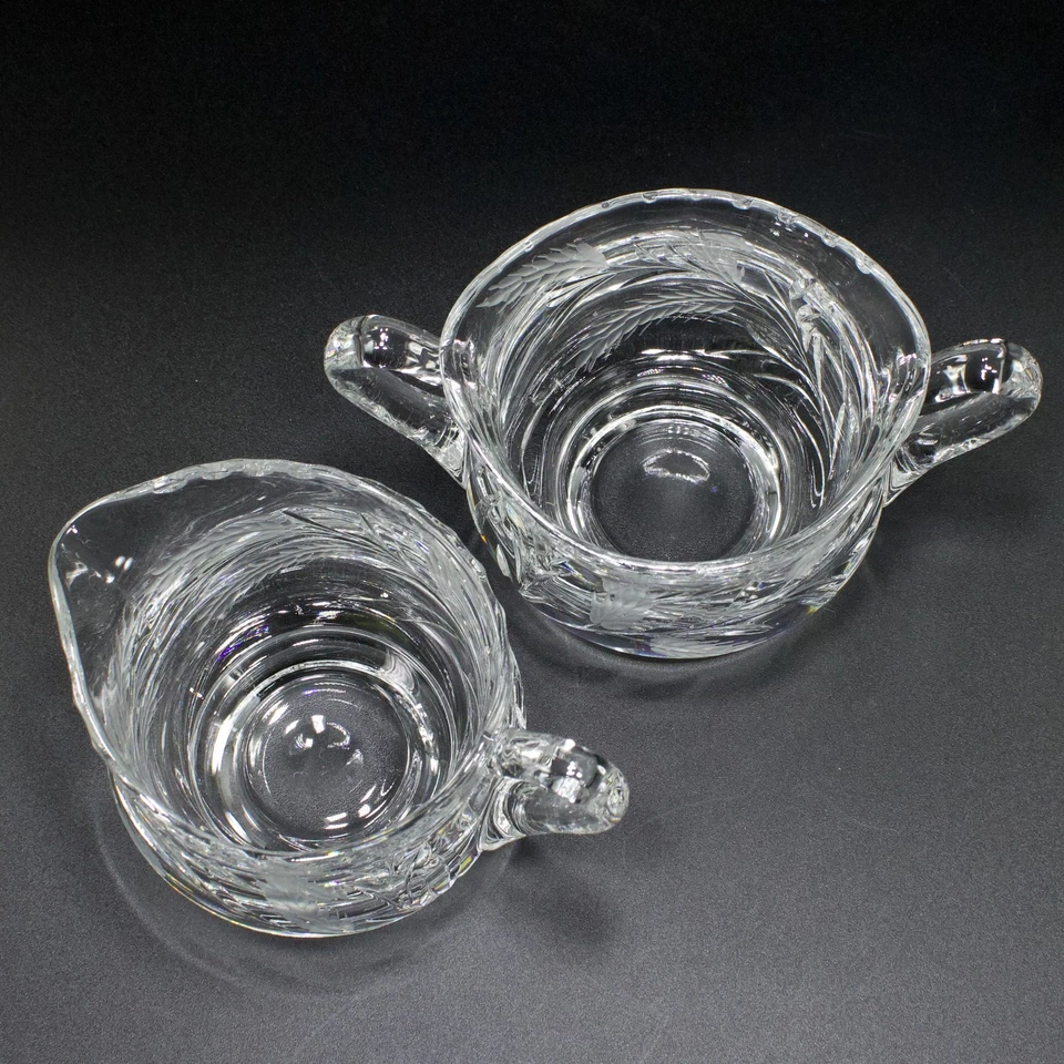 Cambridge Crystal Harvest Cut 1053 Creamer Set Wheel Graycut Elegant Midcentury - Image 3 of 4