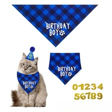 3pcs Dog Birthday Party Supplies, Birthday Boy Dog Bandana, Dog Birthday Hat wit