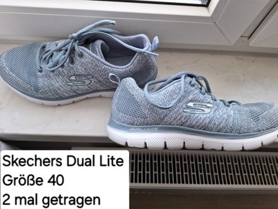 Skechers Damen Sneaker Gr. 40 Grau Blau Dual-Lite Memory Foam Neuwertig 