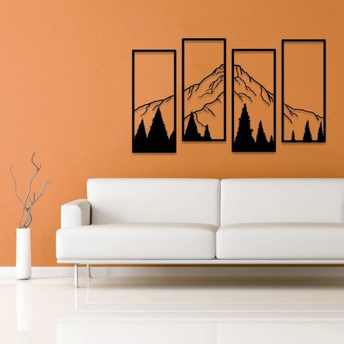 4 Pcs Metal Mountain and Forest Wall Decor Line Drawing Wall Art Abstract Min... - Picture 7 of 7