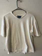 Kenneth Cole Reaction Men's Short Sleeve V-Neck T-Shirt Sz: M Ivory USA Made Vtg