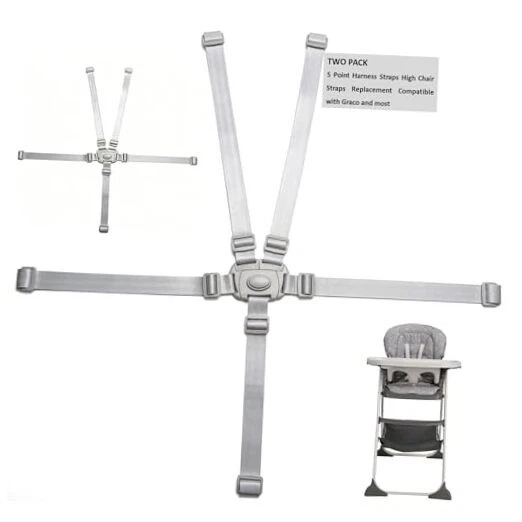 Two Pack High Chair Straps Set: 5 Point High Chair Straps Replacement