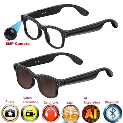 AI smart glasses with camera transition lenses for women with headphone