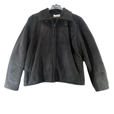 Clockhouse Men s Black Faux Suede Shearling Lined Aviator Jacket Size XL
