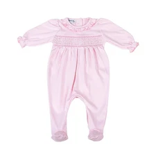 NWT Pink Smocked Pima Cotton Footie Longall Newborn Magnolia Baby Girls NB