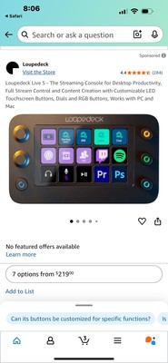 Loupedeck Live S desktop interface for content Streaming