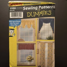 Simplicity Sewing for Dummies Pattern 9566 Window Treatment Valance Swag Curtain