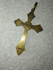 Brass Crucifix Cross Pendant Charm INRI Marking Roma Italy Christianity — photo 2