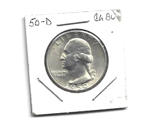 1950-D WASHINGTON QUARTER CH BU