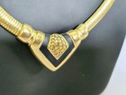 <!--F#f_0-->Vintage BARCS Gold And Black Tone Herringbone Necklace Circa 1980s<!--F/-->