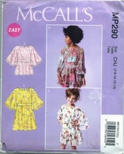 NEW/UNCUT MP290 McCall's Pattern Girl's Tops, Dresses, Belt (Sizes 7,8,10,12,14)