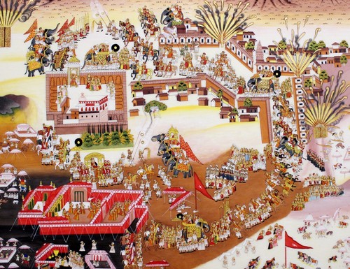 Miniature Painting Gogunda Palace At Udaipur Festival Watercolor Fine art work - Picture 3 of 13