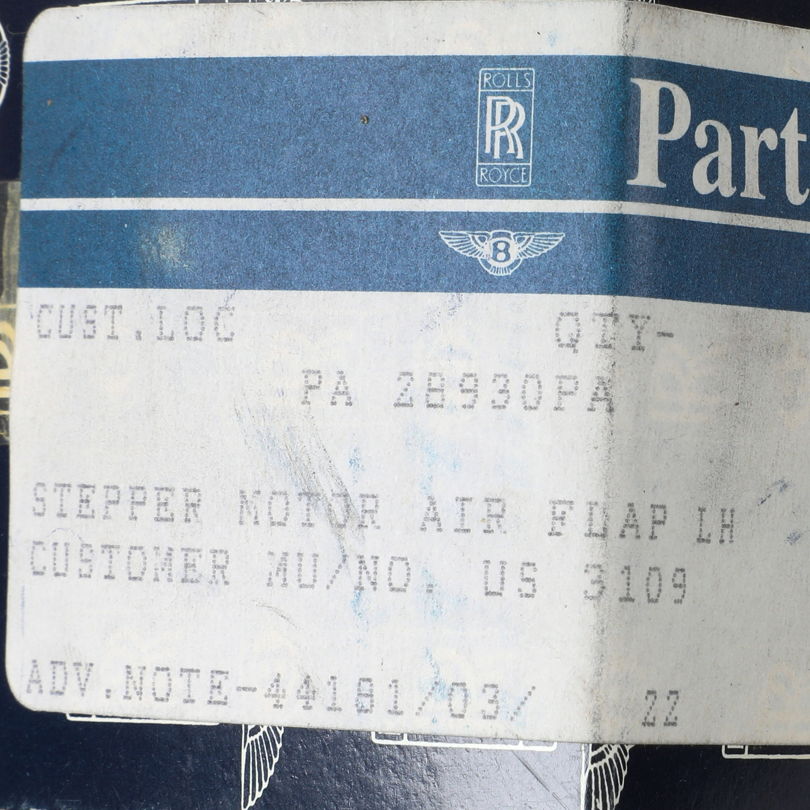 GENUINE BENTLEY BEHR Stepper Motor Air Flap Assembly Left Hand OEM NEW PA28930PA