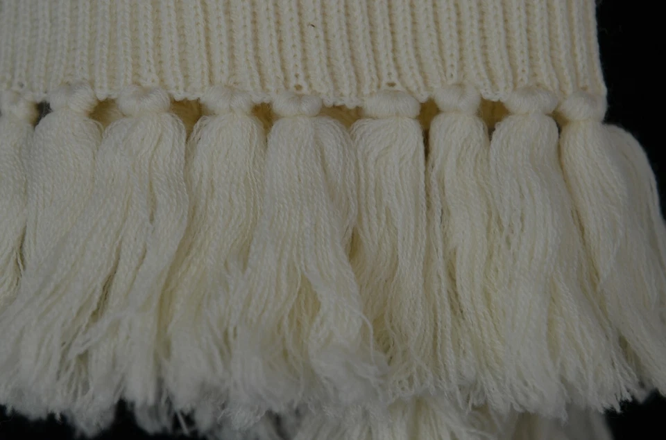 Nueva bufanda de lana Adrienne Vittadini con flecos talla mediana crema acanalada 75" x 22" Foto 4 de 4