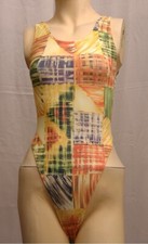 Multicolour Spandex Thong Leotard for Women size 8 Small