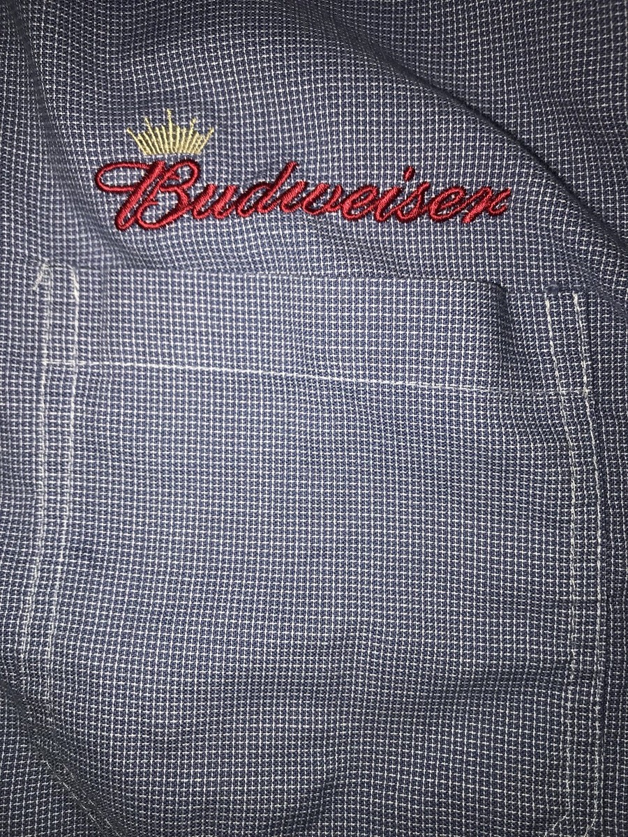 BUDWEISER Long Sleeve Button Up BUD LIGHT Shirt Anheuser