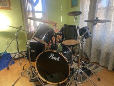 Pearl Export Series 6 pc Drum Set Complete:  Cymbals, Stands, Pedal, Seat, More