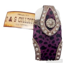 Vintage Flip Phone Case-Purple Cheetah Look-Western-Cowgirl-Bling-Rhinestones