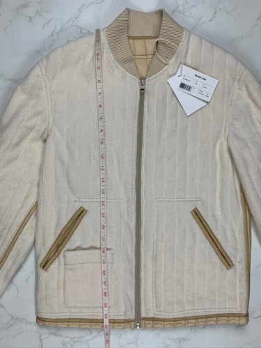 Helmut Lang Men's Quilted Bomber Jacket Ivory Size XS NWT Fleece Silk Lining - Picture 6 of 16