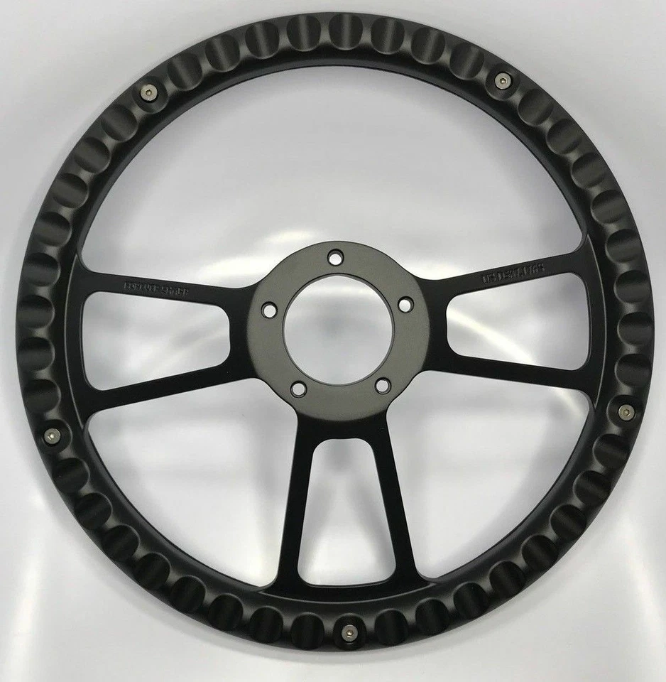 Volante Billet negro 14" (envoltura negra, botón de bocina, adaptador de buje E07) Foto 4 de 4