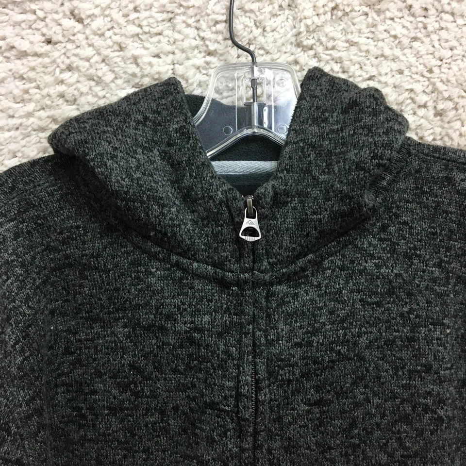 Suéter Quiksilver grande juvenil cinza zíper completo com capuz bolso de lã roupa de surf menino G - Imagem 2 de 4