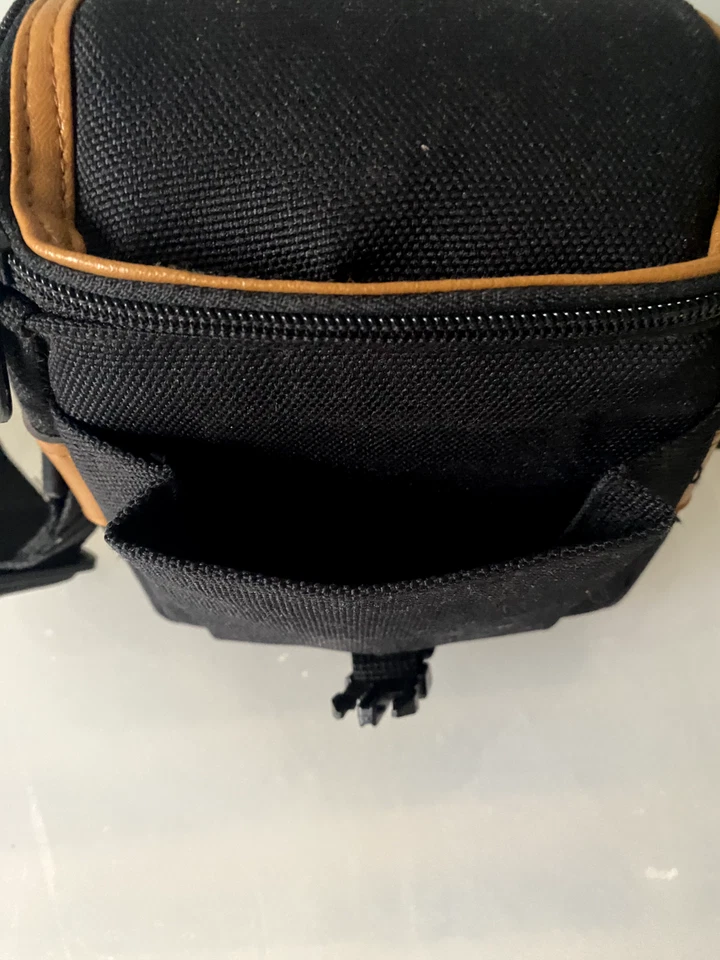 Safari Camera Bag Black Brown Padded w/ Strap 7"x6"x4" DSLR Compact Case - Image 4 of 4