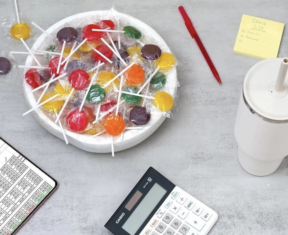 18 Pounds Bulk Classic Flat Lollipops Assorted Fruit Flavored Valentines Lobby - Image 3 of 4