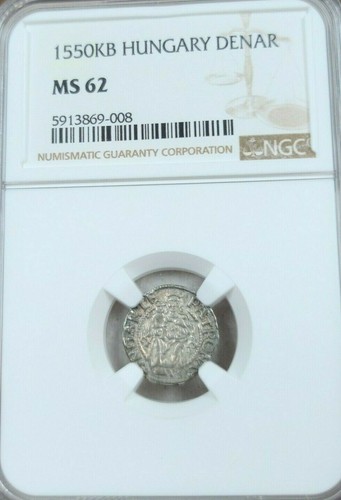 1550 HUNGARY SILVER 1 DENAR FERDINAND I NGC MS 62 BEAUTIFUL MINT STATE - Picture 3 of 5