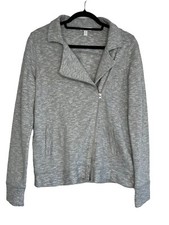 The White Company Zip Jacket Cardigan Size L Large Grey Made In Portugal Pockets