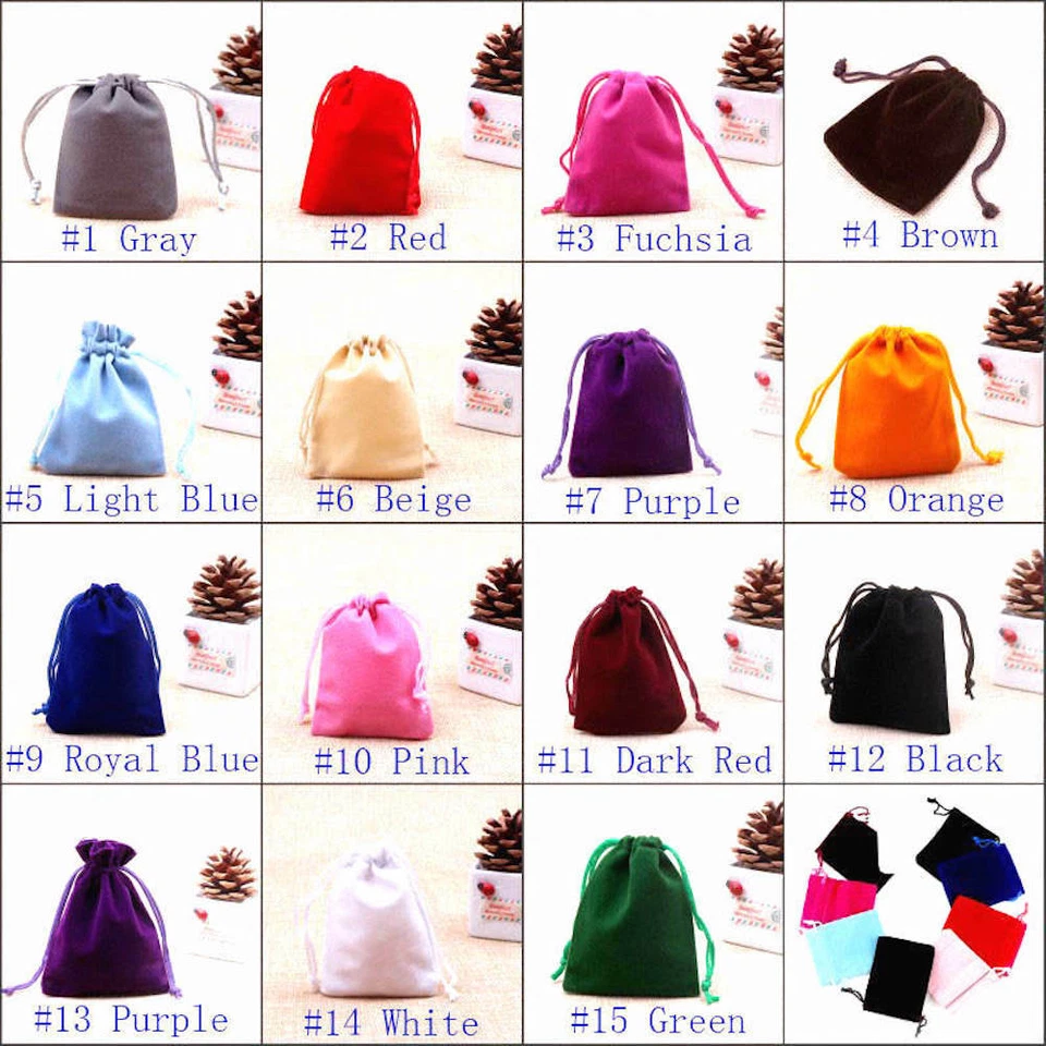 10-PACK VELVET BAGS 4" x 3.5" party favor wedding gift jewelry drawstring pouch - Image 3 of 4