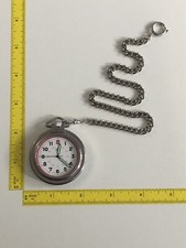 SWISS ARMY POCKET Watch Classic Design Works But Needs Battery Used With Chain