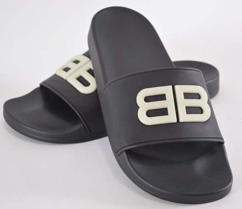 NEW Balenciaga Women's Black GLOW BB Logo Pool Slides Sandals Shoes 39 9 |  eBay