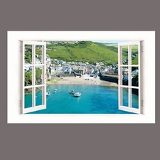 Port Isaac Cornwall Village 3D Window Effect on Canvas Picture Wall Art Prints