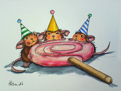 H.Schmidt Maus*Kleine Naschkatzen!*ratte geburtstag lutscher lolly hut Karneval